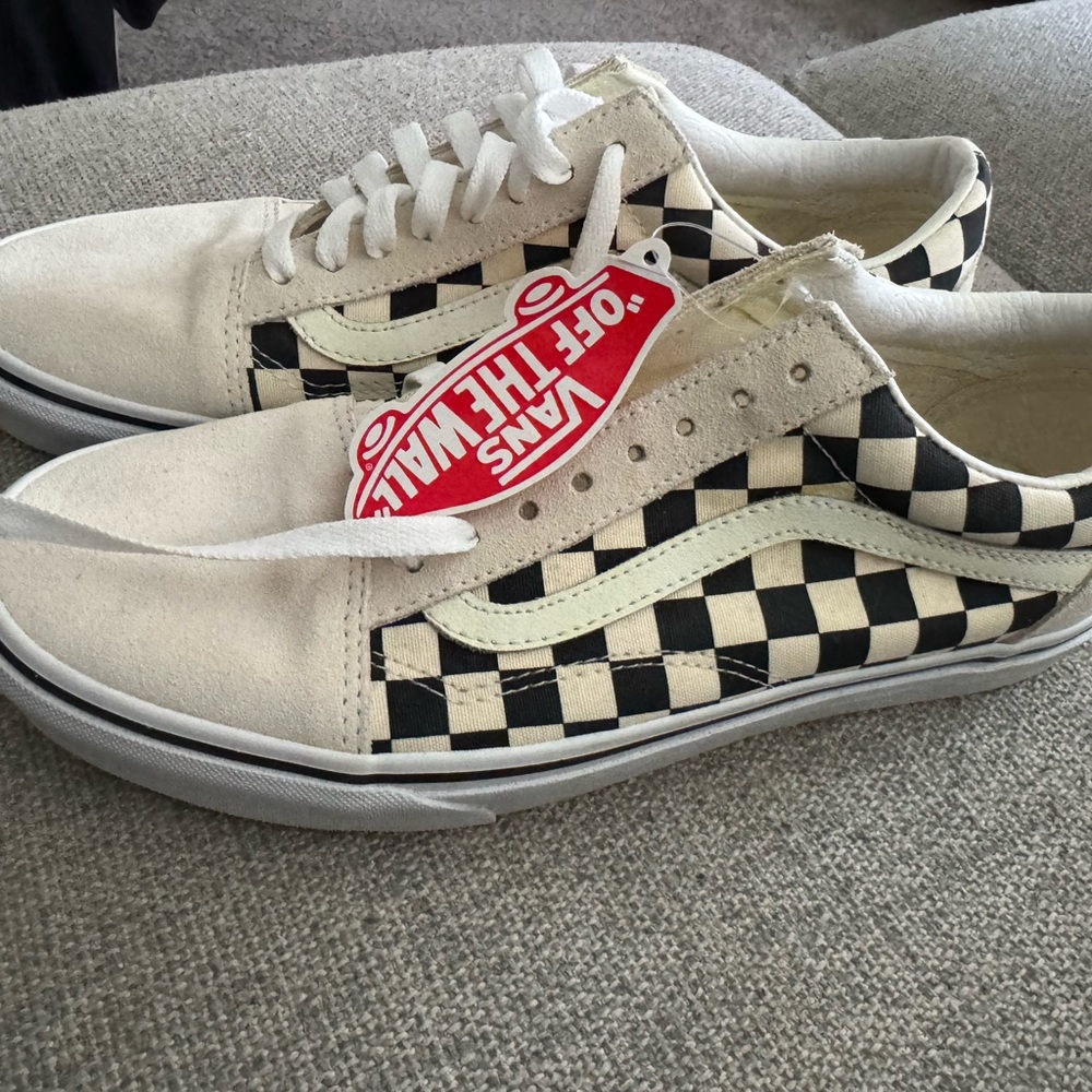 Vans Men's Checkerboard Sneakers - Black and Cream